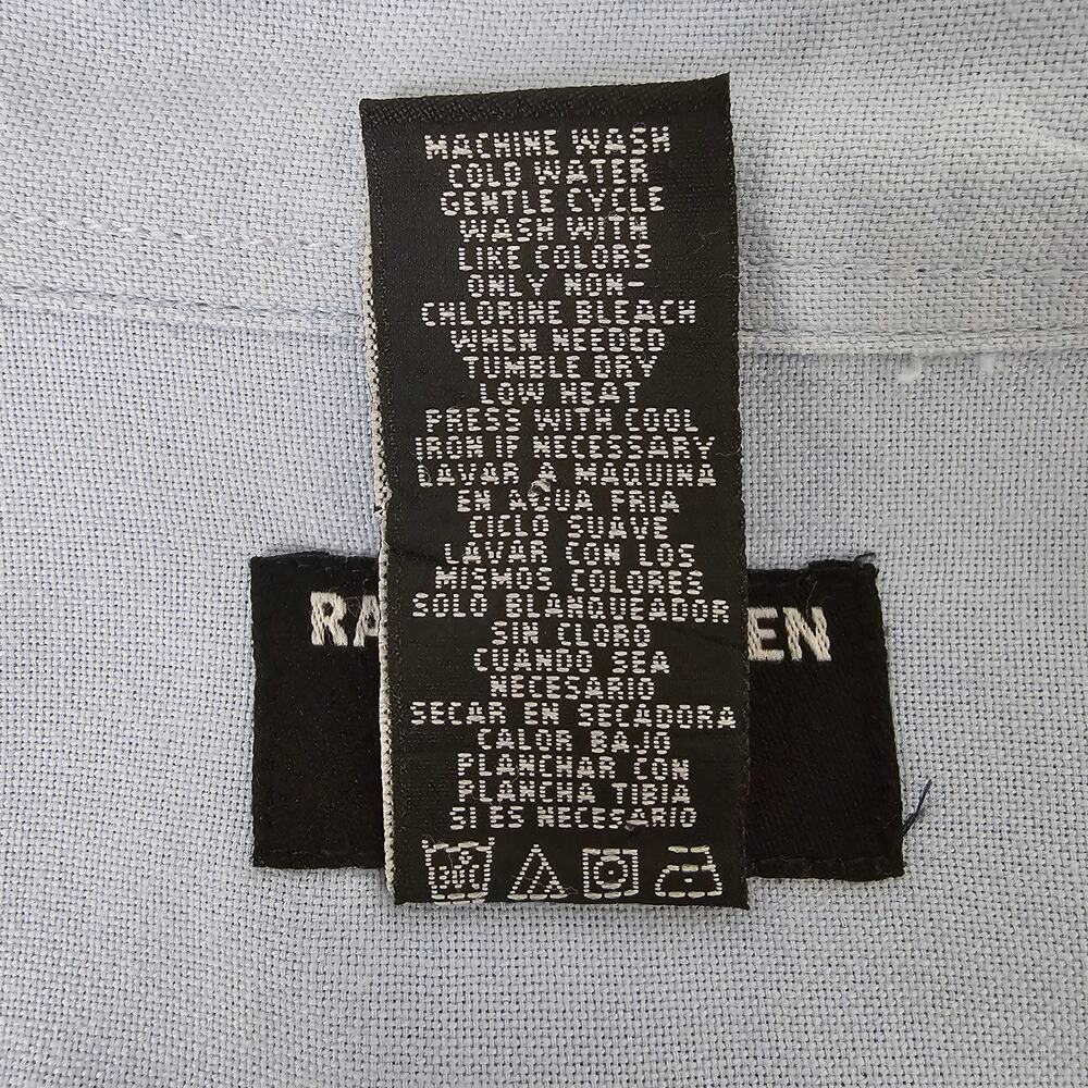 Vintage Ralph Lauren Jeans Co RL USA Flag Shirt Men XXL 2XL Long Sleeve Blue 90s - Picture 14 of 14